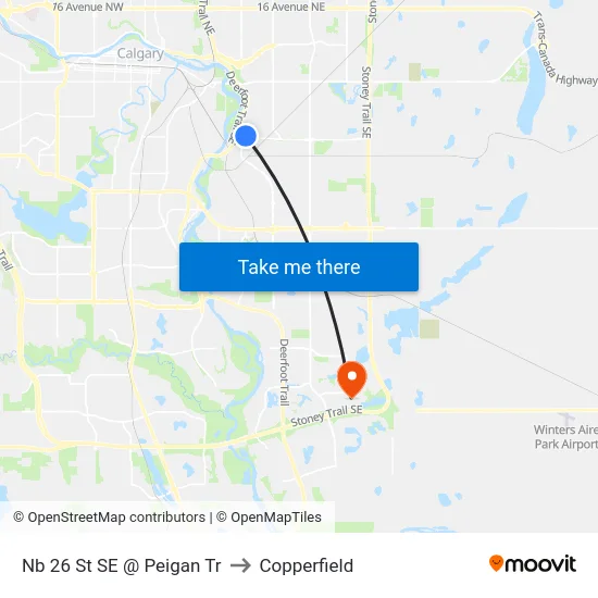 Nb 26 St SE @ Peigan Tr to Copperfield map