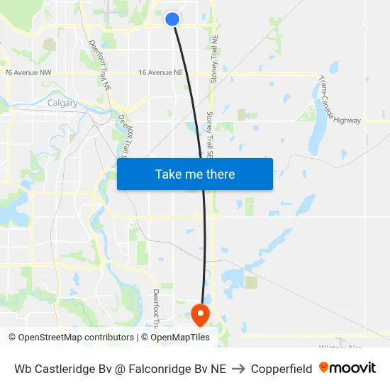 Wb Castleridge Bv @ Falconridge Bv NE to Copperfield map