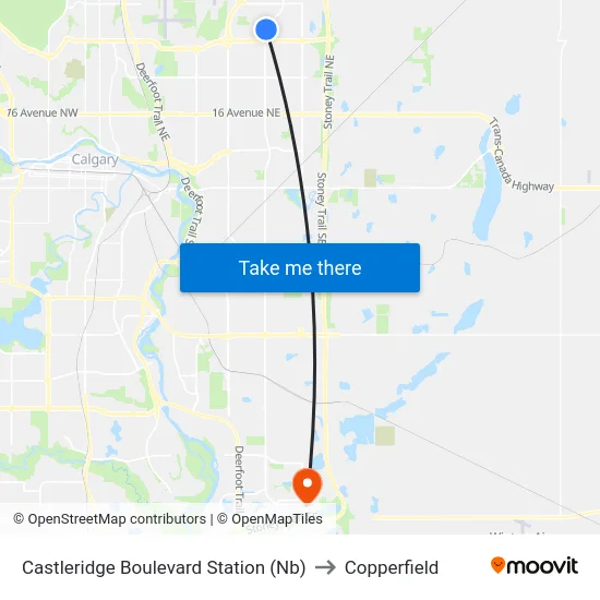 Castleridge Boulevard Station (Nb) to Copperfield map