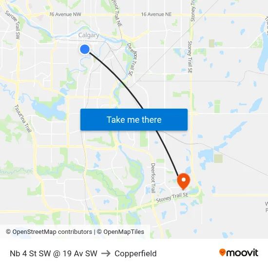 Nb 4 St SW @ 19 Av SW to Copperfield map