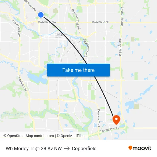 Wb Morley Tr @ 28 Av NW to Copperfield map