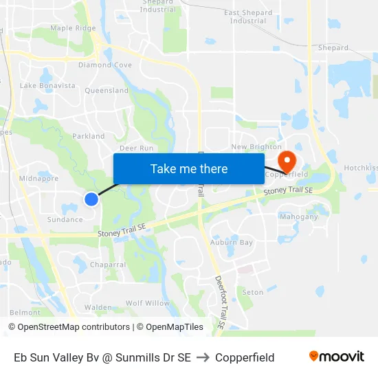 Eb Sun Valley Bv @ Sunmills Dr SE to Copperfield map