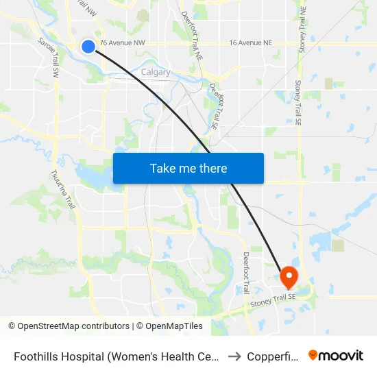 Foothills Hospital (Women's Health Centre) to Copperfield map