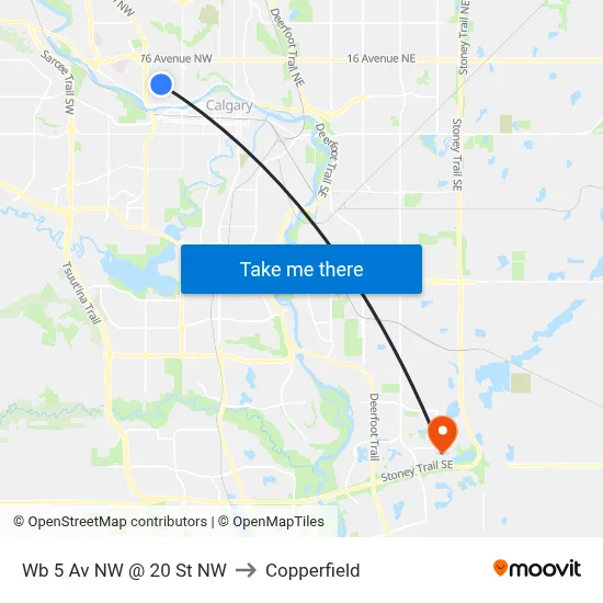 Wb 5 Av NW @ 20 St NW to Copperfield map