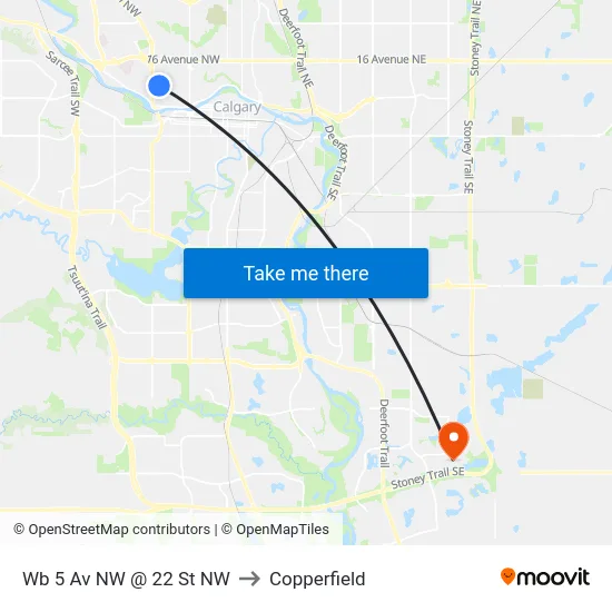Wb 5 Av NW @ 22 St NW to Copperfield map