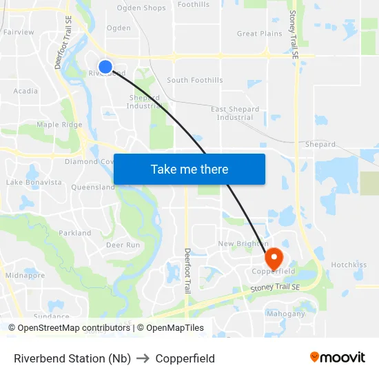 Riverbend Station (Nb) to Copperfield map
