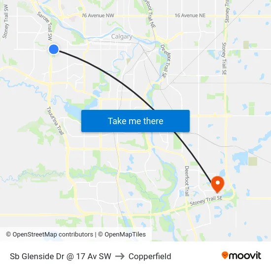 Sb Glenside Dr @ 17 Av SW to Copperfield map