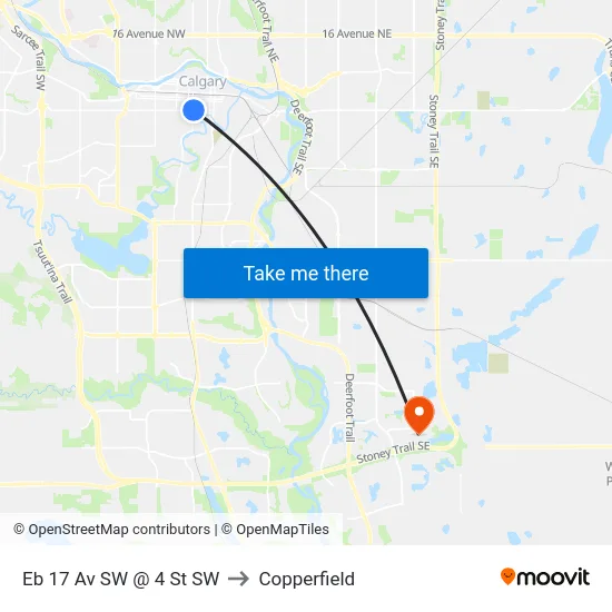 Eb 17 Av SW @ 4 St SW to Copperfield map