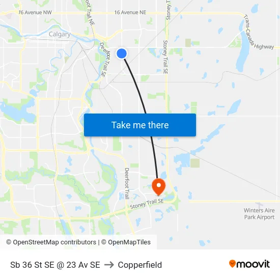 Sb 36 St SE @ 23 Av SE to Copperfield map