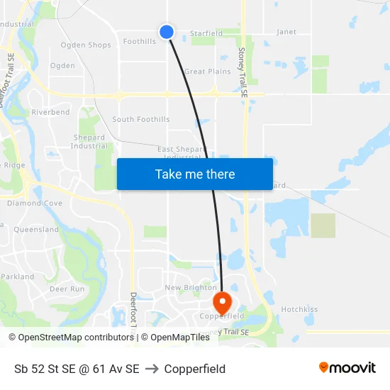 Sb 52 St SE @ 61 Av SE to Copperfield map
