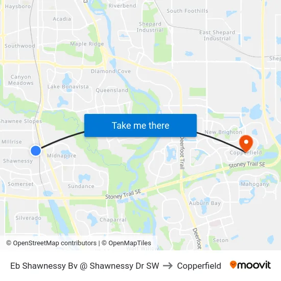 Eb Shawnessy Bv @ Shawnessy Dr SW to Copperfield map