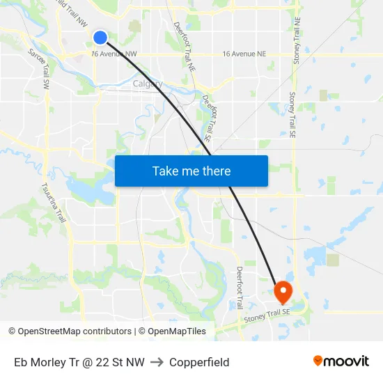 Eb Morley Tr @ 22 St NW to Copperfield map