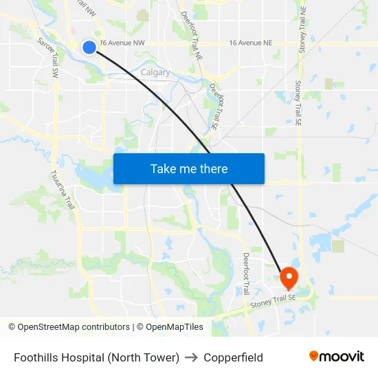 Foothills Hospital (North Tower) to Copperfield map