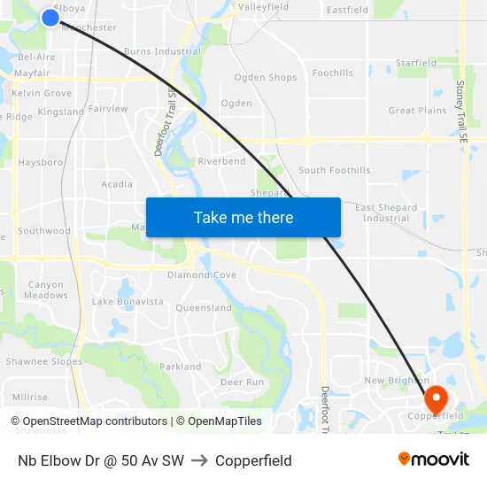 Nb Elbow Dr @ 50 Av SW to Copperfield map