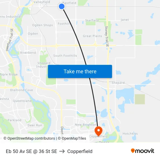 Eb 50 Av SE @ 36 St SE to Copperfield map