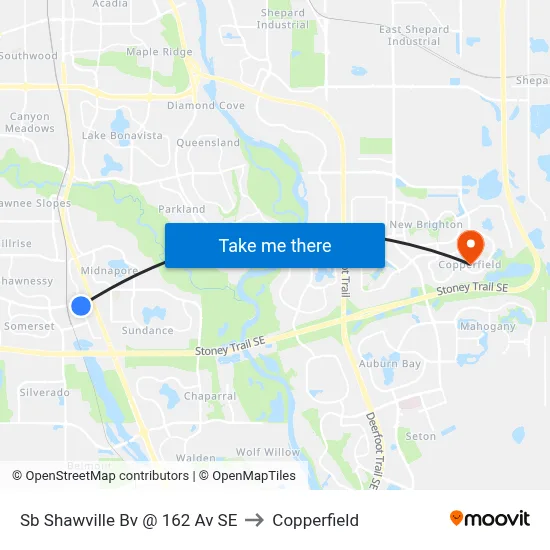 Sb Shawville Bv @ 162 Av SE to Copperfield map