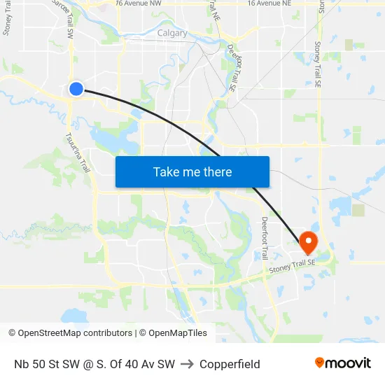 Nb 50 St SW @ S. Of 40 Av SW to Copperfield map
