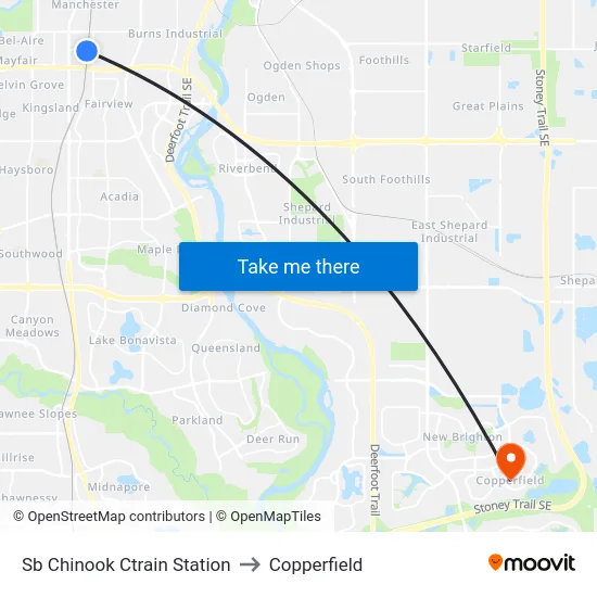 Sb Chinook Ctrain Station to Copperfield map