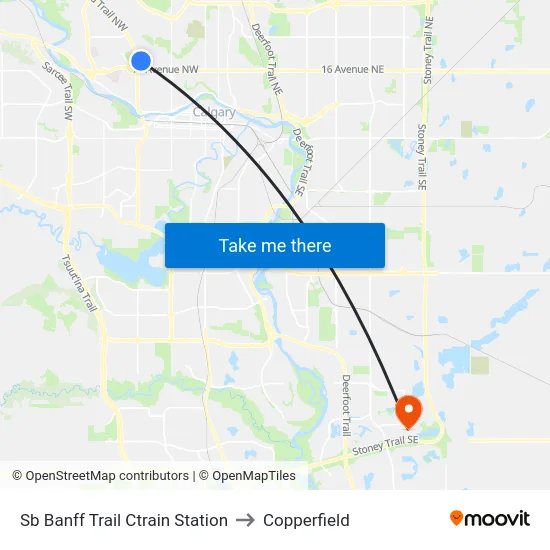 Sb Banff Trail Ctrain Station to Copperfield map