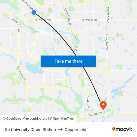 Sb University Ctrain Station to Copperfield map