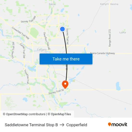 Saddletowne Terminal Stop B to Copperfield map