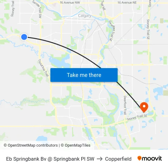 Eb Springbank Bv @ Springbank Pl SW to Copperfield map