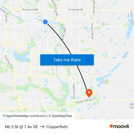 Nb 3 St @ 7 Av SE to Copperfield map