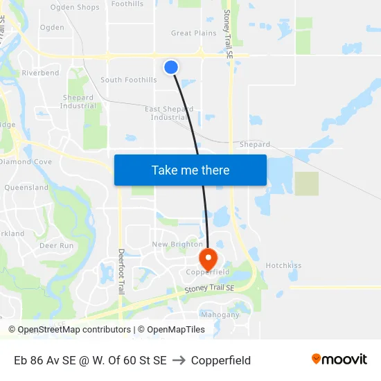 Eb 86 Av SE @ W. Of 60 St SE to Copperfield map