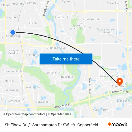 Sb Elbow Dr @ Southampton Dr SW to Copperfield map