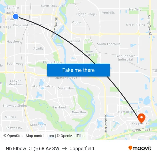 Nb Elbow Dr @  68 Av SW to Copperfield map