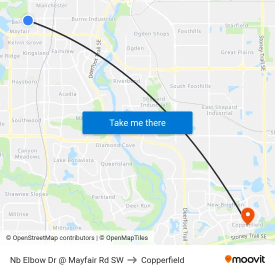Nb Elbow Dr @ Mayfair Rd SW to Copperfield map
