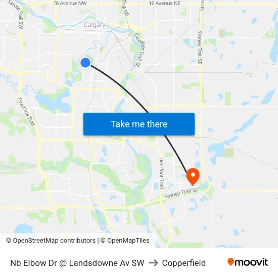 Nb Elbow Dr @ Landsdowne Av SW to Copperfield map