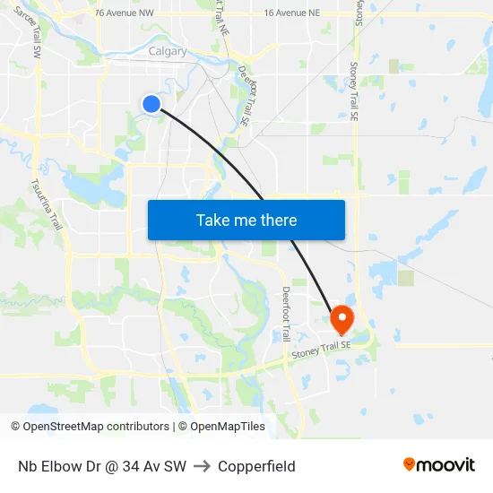 Nb Elbow Dr @ 34 Av SW to Copperfield map