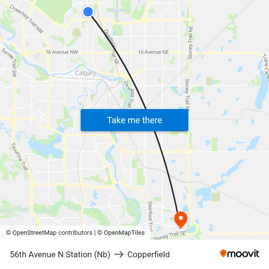 56th Avenue N Station (Nb) to Copperfield map
