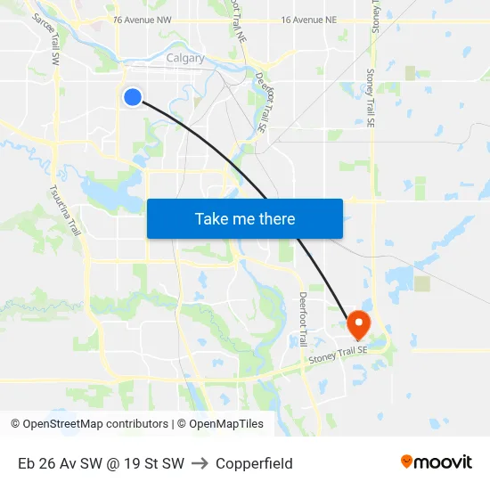 Eb 26 Av SW @ 19 St SW to Copperfield map