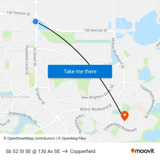 Sb 52 St SE @ 130 Av SE to Copperfield map