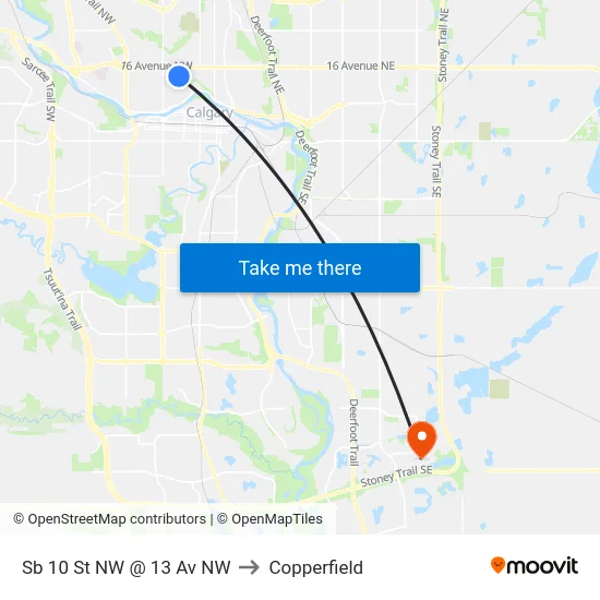 Sb 10 St NW @ 13 Av NW to Copperfield map