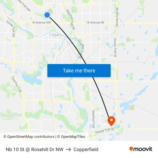 Nb 10 St @ Rosehill Dr NW to Copperfield map
