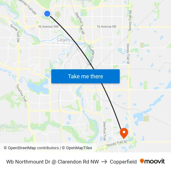 Wb Northmount Dr @ Clarendon Rd NW to Copperfield map