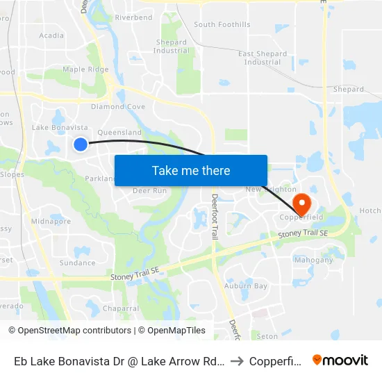 Eb Lake Bonavista Dr @ Lake Arrow Rd SE to Copperfield map