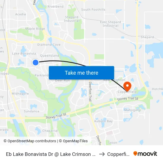 Eb Lake Bonavista Dr @ Lake Crimson Dr SE to Copperfield map