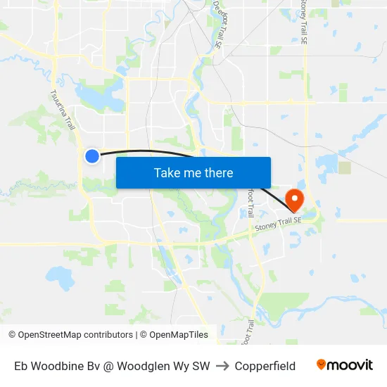 Eb Woodbine Bv @ Woodglen Wy SW to Copperfield map