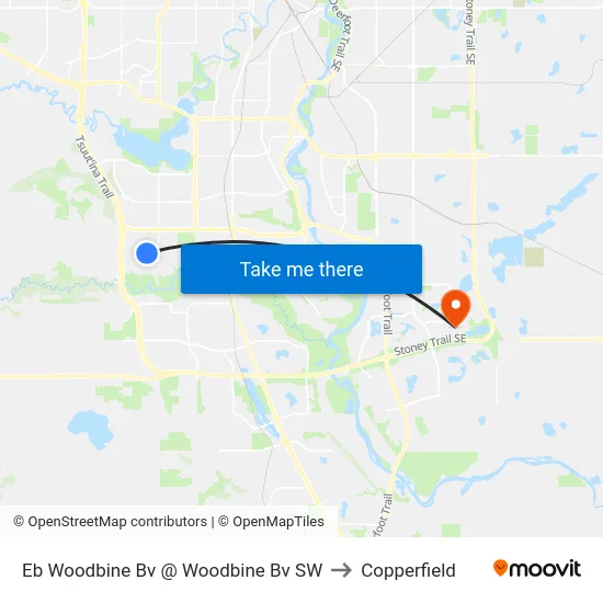 Eb Woodbine Bv @ Woodbine Bv SW to Copperfield map