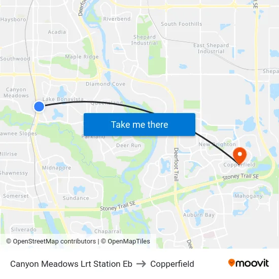 Canyon Meadows Lrt Station Eb to Copperfield map