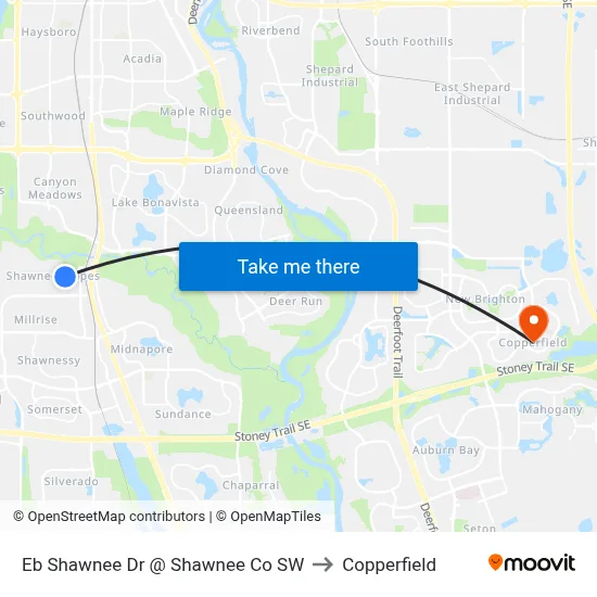 Eb Shawnee Dr @ Shawnee Co SW to Copperfield map