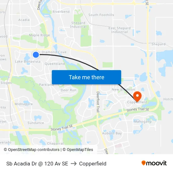 Sb Acadia Dr @ 120 Av SE to Copperfield map