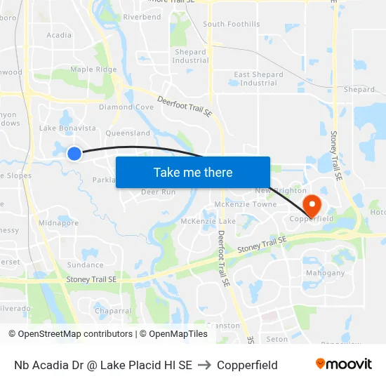 Nb Acadia Dr @ Lake Placid Hl SE to Copperfield map