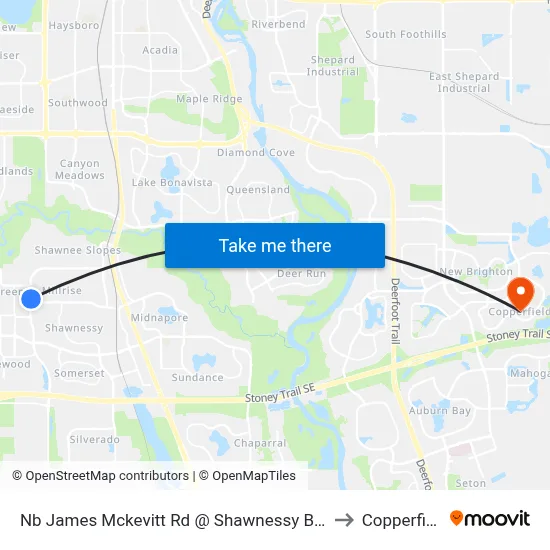 Nb James Mckevitt Rd @  Shawnessy Bv SW to Copperfield map