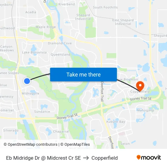 Eb Midridge Dr @ Midcrest Cr SE to Copperfield map