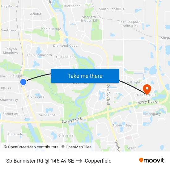 Sb Bannister Rd @ 146 Av SE to Copperfield map